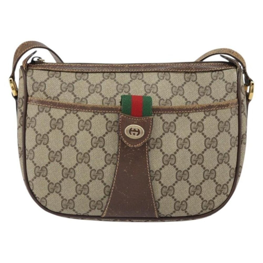 Authentic GUCCI GG Supreme Web Sherry Line Bag PVC Beige Gold 89 02 032 - Picture 9 of 16